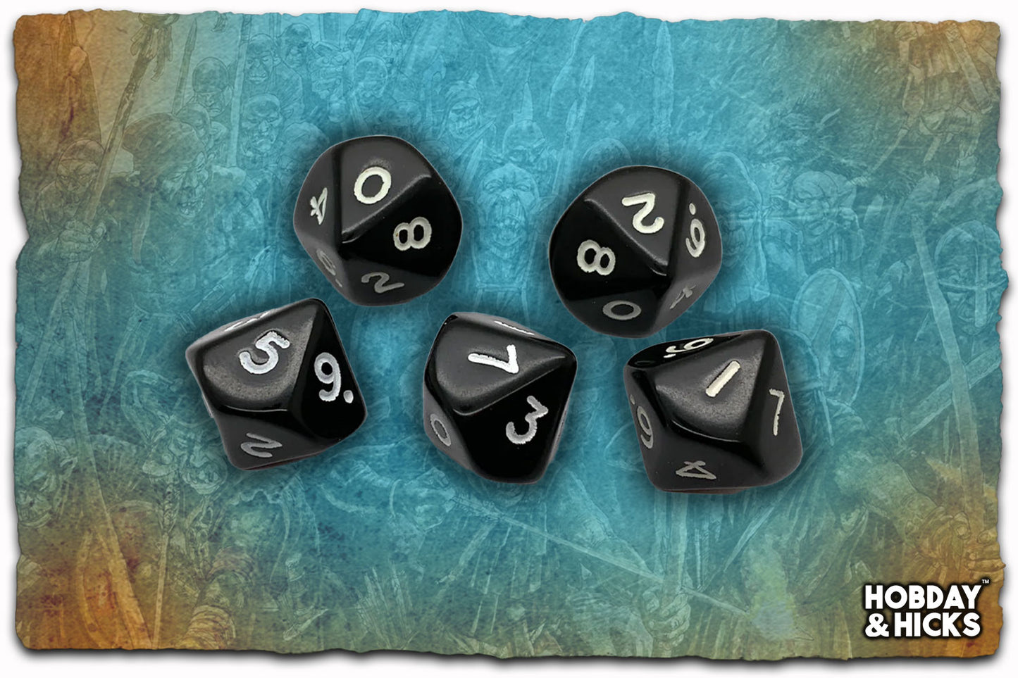 Black d10 Dice (5)